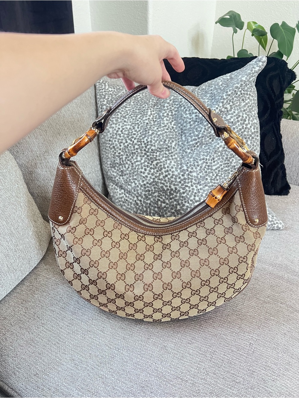 Gucci Tom Ford Monogram GG Bamboo Ring Hobo Shoulder Bag